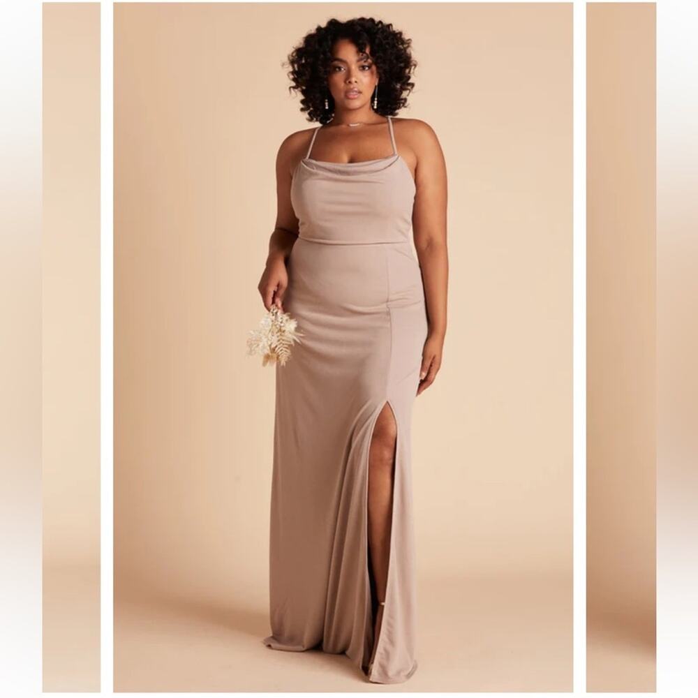 Birdy Grey Womens Dress XXL Taupe Ash Cowl Neck Crepe Bridesmaid Maxi Long New